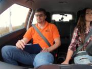 Euro fishnet babe publicly cowgirls driving instructor