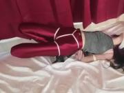 Goth Girl Hogtied in Spandex