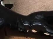 brunette modelling super sexy black latex
