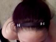 Amateur babe in headband soaked with cum