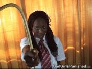 ebony schoolgirl Ruby Whacks er, whacked