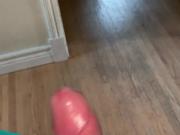 Bouncing cock in tights