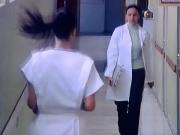 Nurse catches woman giving blowjob