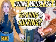 DEBT4k. Cunning guy fucks shaved pussy of red-haired cutie