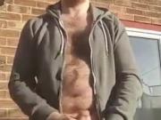 Chav wankin in his back garden