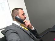 Handsome office bear fingering hunks ass