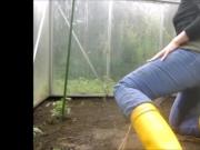 amateuer wife peeing while gardening