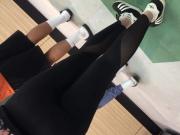 Bubble Butt Brunette in Black Yoga Pants