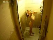 busty blonde taking shower