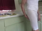 Skin-tight white spandex