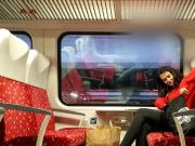 Shy teen watching dick in train, she liked it