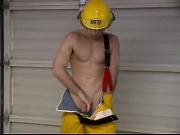 American firefighter showing off