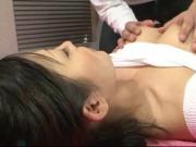 Ryo Sasaki gives a double blowjob after having her body
