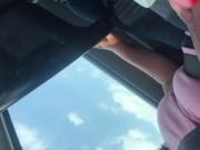 Chubby wife's tits & belly jiggle while driving