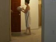 towel flash for pizza guy