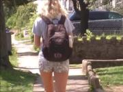 Candid college blonde jiggly ass