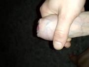 Uncut cock cumshot