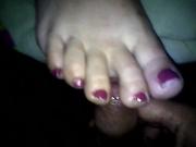 pink toes footjob toejob cumshot