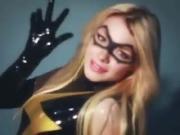 Girl Sexy In Nice Black Gold Latex hero sweat and warm