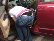 Young MILF at Carwash Black Panties