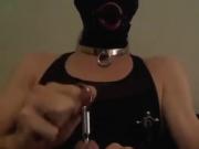 Kinky painslut stretching balls and peehole