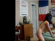 asian caught grinding bed