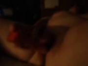 Wife jerks her man while she toys herself - Homemade