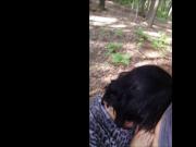 cheating latina eats cum on lunch break in woods