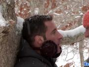 Mature bear cares for younger stud with anal
