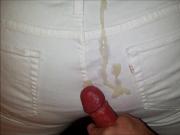 Cum on Milf's white levis.