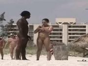 Black Man chats up married woman on nude Beach