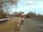 exhibitionist tranny whore - tiniest hotpants in public