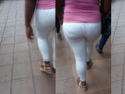 Leggins Blancos Transparencia Calzon a Rayas Culazo Negra