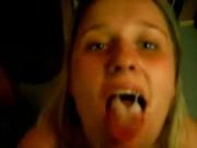 22yr old Meghan swallowing cum at home