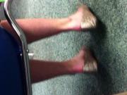 Candid Under Chair Dipping Shoeplay Feet Blue Toes 2