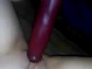 fucking my shaved pussy with a toy 1of 3