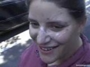 Skank girl gets a facial