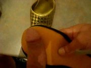 golden heeled shoes cummed 01