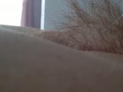 side view of the wifes tall long hairy pussy