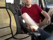 Im fuck my asshole with a glass dildo in my car outdoor