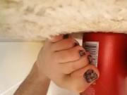 My young twink toes bottle footjob