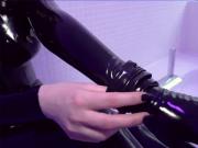 Alissa Noir - black shiny latex catsuit & teasing