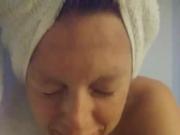 Wife sucks and facial after shower