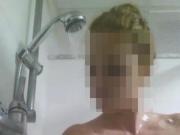 teen redhead take shower and use her hairbrush