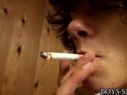 Young gay cigarette smokers kissing and ass drilling