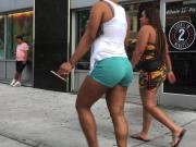 Jiggly Bubble Booty Latina Milf in Green Shorts