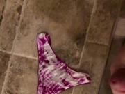 Purple Tie Dye Thong Panty Jerk Off