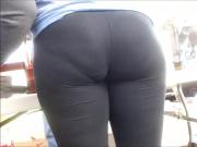 Teen booty black spandex show