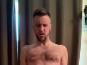 Locked Jake Weston riding his dildo