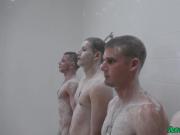 Military hunks assfuck in shower at hazing